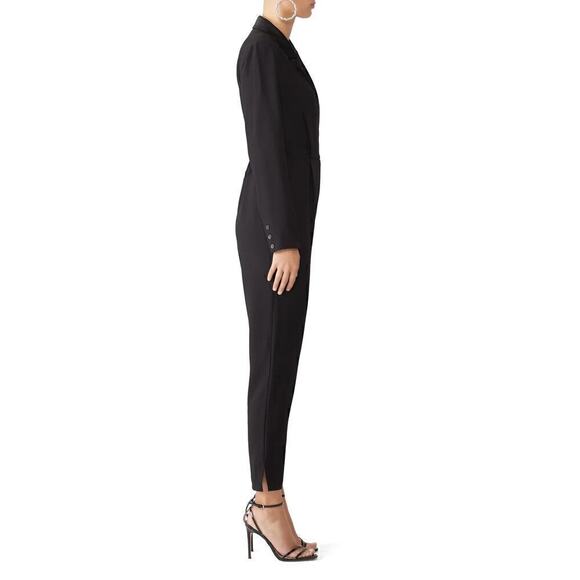 Greylin Reagan Tuxedo Jumpsuit Long Sleeve Satin Notch Collar Black Size XS - Picture 6 of 13